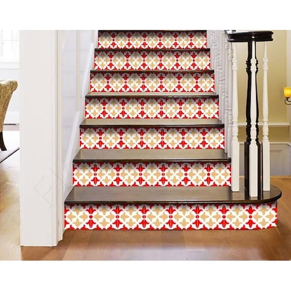 Homeroots 5 x 5 in. Roja Hola Red Removable Peel & Stick Tiles 400406 - main